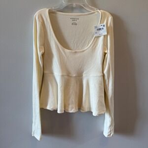 🤍 American Eagle Cream Long Sleeve Top – Size Small – NWT 🤍